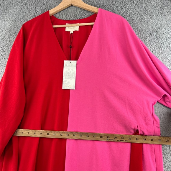 NWT Tuckernuck India Hicks Maxi Dress Womens M  Red Pink Colorblock Belted - Picture 8 of 13